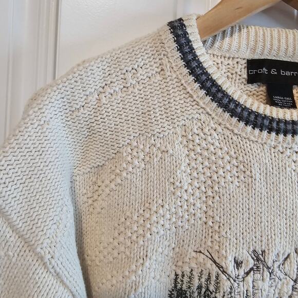 Vintage Croft & Barrow Wolves Sweater Mens Lg White 90s Cosby Academia Grandpa - Picture 4 of 11